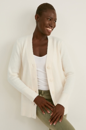 Cardigan C&A Basic Recycled ασπρα | FGPBNW-046
