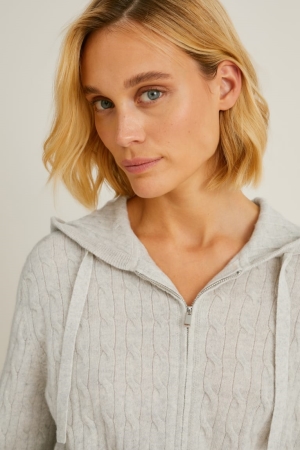 Cardigan C&A Cashmere With Hood ασπρα | DQBTLW-986