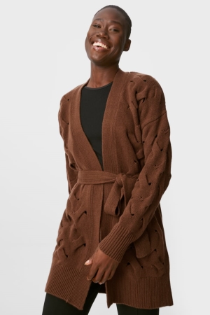 Cardigan C&A With Cashmere Recycled Italian Yarn σκούρο καφε | WIPURO-754