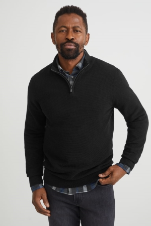 Jumpers C&A And Regular Fit Button-down Collar μαυρα | CZNAJH-457