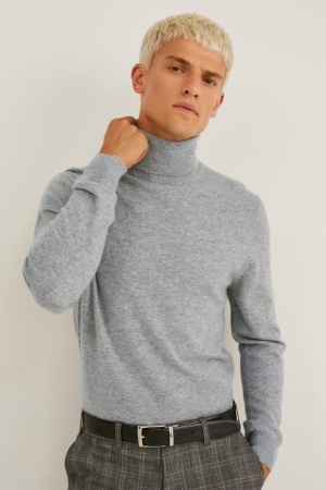 Jumpers C&A Cashmere Polo Neck γκρι | AQXMUT-709