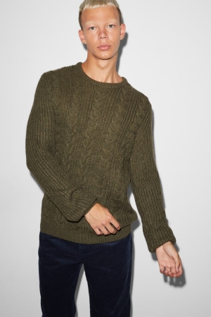Jumpers C&A Clockhouse Cable Knit Pattern σκούρο πρασινο | ZODISU-019