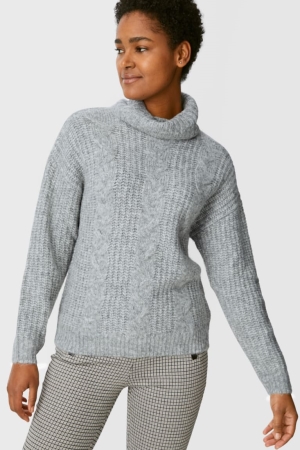 Jumpers C&A Polo Neck Recycled γκρι | AHKPQF-275