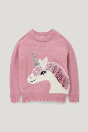 Jumpers C&A Unicorn Recycled σκούρο ροζ | JKHVQF-463