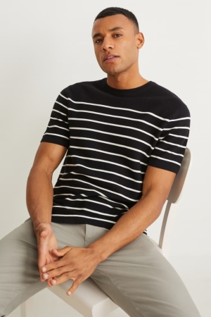 Jumpers C&A Ριγέ Pima βαμβακερα μαυρα | QLNFOP-290
