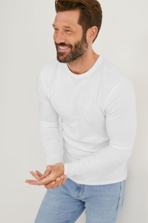 Αριστος C&A Long Sleeve Organic βαμβακερα ασπρα | HMPKWY-071
