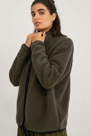 Φούτερ C&A Teddy Fur Zip-through ορειβασιασ Thermolite® Ecomade Recycled σκούρο πρασινο | IWDGEN-261