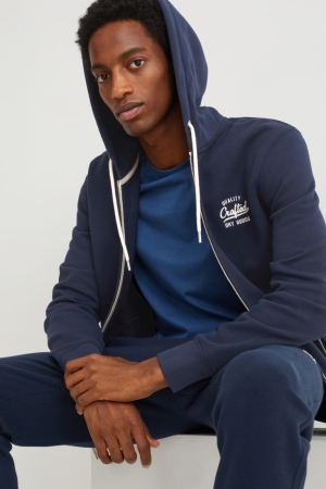 Φούτερ C&A Zip-through With Hood With Recycled Polyester σκούρο μπλε | XDPRSQ-906