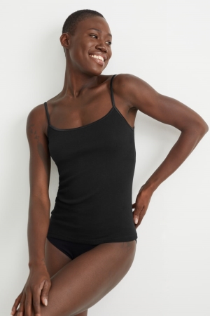 εσωρουχα C&A Multipack Of 2 Camisole Organic βαμβακερα μαυρα | WYTCKZ-608