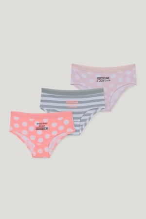 εσωρουχα C&A Multipack Of 3 Hipster Briefs Organic βαμβακερα ασπρα ροζ | ZXSJCT-082
