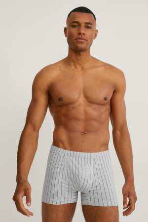 εσωρουχα C&A Multipack Of 3 Trunks Organic βαμβακερα Lycra® Ριγέ ανοιχτο γκρι | RGCSTO-081