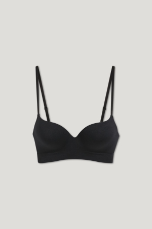 εσωρουχα C&A Non-wired Bra Plunge Push-up Seamless Lycra® μαυρα | YHSVLT-098