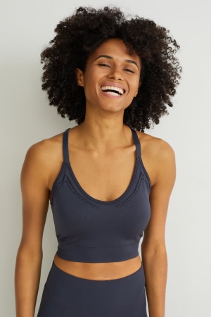 εσωρουχα C&A Sports Bra Με Επένδυση Για Τρέξιμο 4 Way Stretch σκούρο μπλε | SBOQFP-684