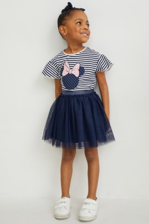 μπλουζακια C&A Minnie Mouse Set Sleeve , And Scrunchie σκούρο μπλε ασπρα | TSEDNC-187