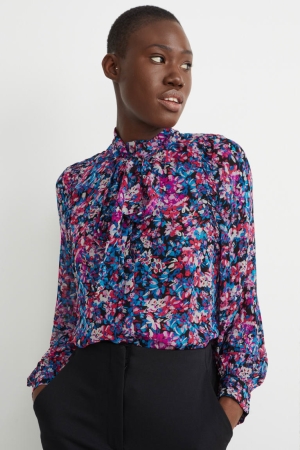 μπλούζα C&A Chiffon Floral Multicolour Printed | MLKSXD-053