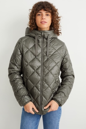 μπουφαν C&A Καπιτονέ With Hood Bionic-finish®eco γκρι | CODNHR-401