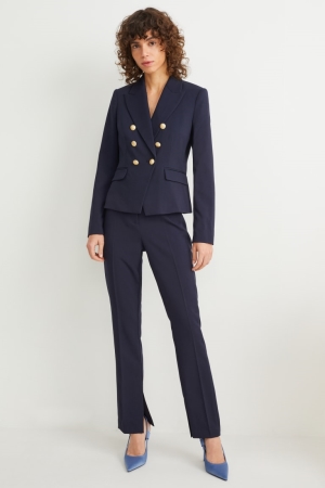 παντελόνι C&A Business High waist Slim Fit Recycled σκούρο μπλε | SAWXKE-240