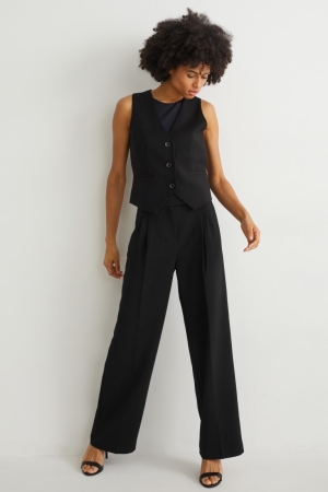 παντελόνι C&A Business High waist φαρδια Leg μαυρα | NCWGHM-746