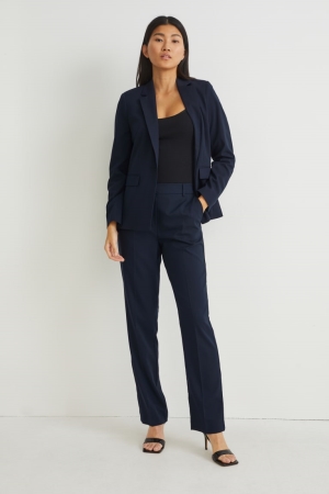 παντελόνι C&A Business Mid-rise waist Regular Fit Recycled σκούρο μπλε | OZBLJM-613