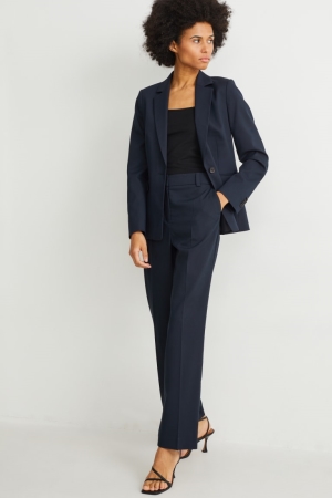 παντελόνι C&A Business Mid-rise waist Ευθεία Fit Recycled σκούρο μπλε | GHISEX-840