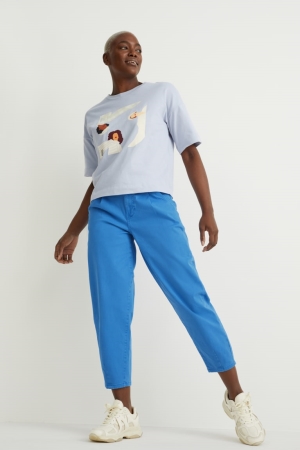 παντελόνι C&A Chinos Mid-rise waist Tapered Fit μπλε | FEVYZD-691