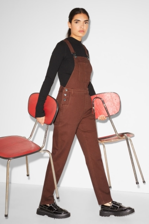 παντελόνι C&A Clockhouse Dungarees καφε | TKNUMY-368