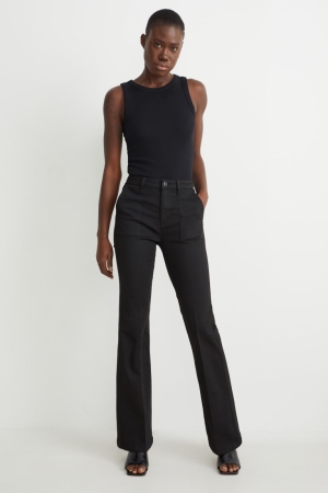 παντελόνι C&A Cloth High waist Recycled μαυρα | HGURFO-741