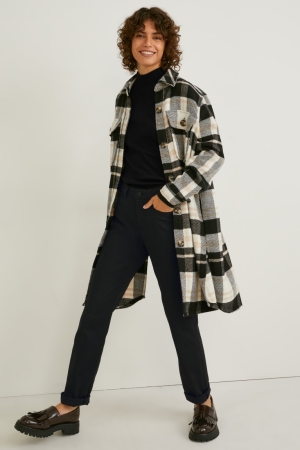 παντελόνι C&A Mid-rise waist Slim Fit μαυρα | OFLDSM-402