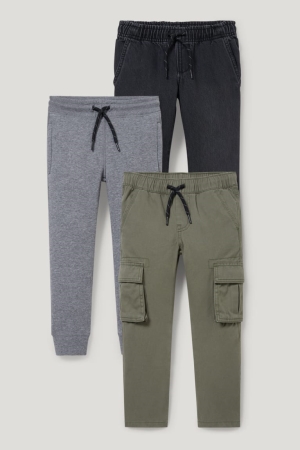 παντελόνι C&A Multipack Of 3, Cargo And Joggers μαυρα γκρι | KIUEXB-975