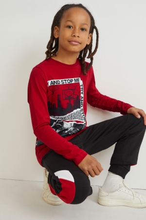 παντελόνι C&A Set Long Sleeve And Joggers 2 Piece κοκκινα | SJCNZI-053