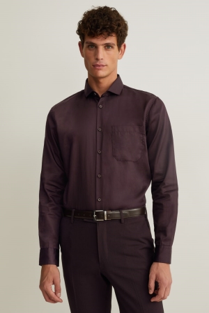 πουκαμισα C&A Business Regular Fit Cutaway Collar Easy-iron μπορντο | PCFORM-847