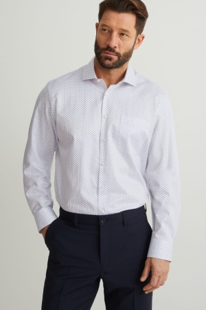 πουκαμισα C&A Business Regular Fit Cutaway Collar Easy-iron ασπρα | VYOWPS-341