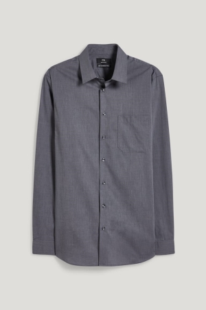 πουκαμισα C&A Business Regular Fit Kent Collar Easy-iron σκούρο γκρι | BAXMRC-396