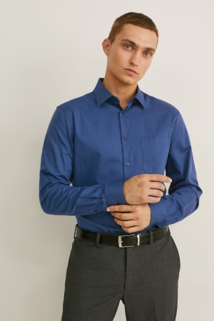 πουκαμισα C&A Business Regular Fit Kent Collar Extra-long Sleeve s σκούρο μπλε | YXPGLH-316