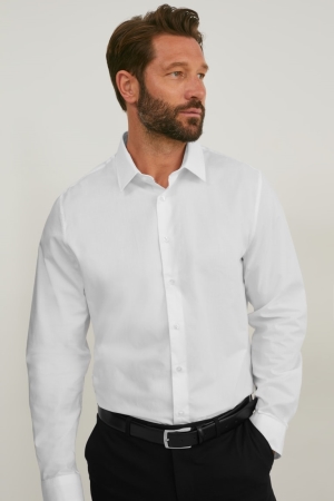 πουκαμισα C&A Business Slim Fit Kent Collar Easy-iron ασπρα | DGYWXI-497
