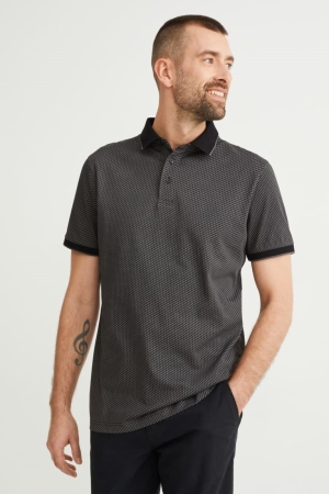 πουκαμισα C&A Polo Patterned σκούρο γκρι | TBCHLQ-720