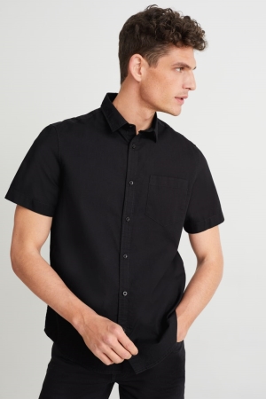 πουκαμισα C&A Regular Fit Kent Collar μαυρα | QXYZPA-290