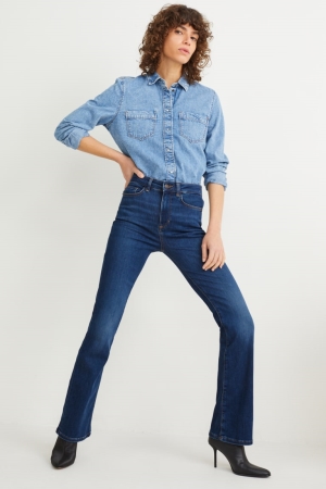 τζιν παντελονι C&A Bootcut High waist Lycra® Recycled μπλε | IGJHWU-827