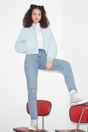 τζιν παντελονι C&A Clockhouse Mom High waist μπλε ανοιχτο μπλε | OCERWH-895