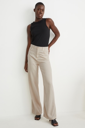 τζιν παντελονι C&A Loose Fit High waist Recycled Μπεζ | YTRIZW-502