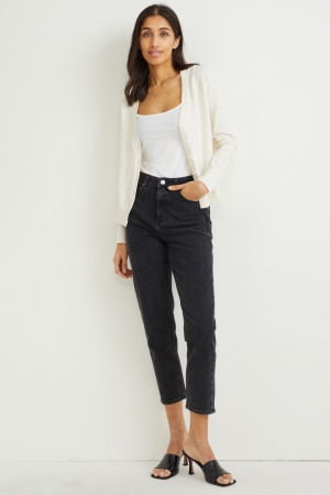 τζιν παντελονι C&A Mom High waist Lycra® With Recycled βαμβακερα μπλε σκούρο γκρι | ECDZIO-460
