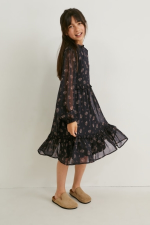 φορεμα C&A Chiffon Patterned μαυρα | RTYEKX-920