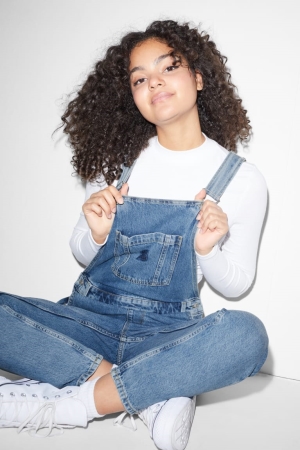 φορεμα C&A Clockhouse Denim Dungarees μπλε ανοιχτο μπλε | AVXYTC-782