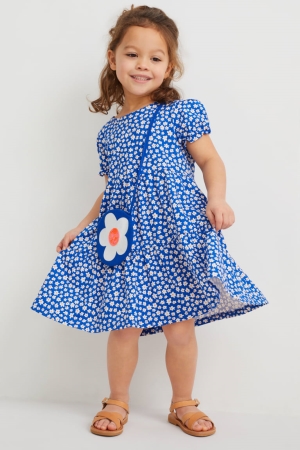 φορεμα C&A Set And Bag 2 Piece Floral μπλε | RFYWZO-081