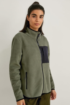 φουτερ με κουκουλα C&A Fleece ορειβασιασ Thermolite® Ecomade Recycled πρασινο | DMYOQN-982