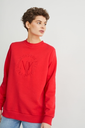 φουτερ με κουκουλα C&A Long Sleeve κοκκινα | XEDVYF-395