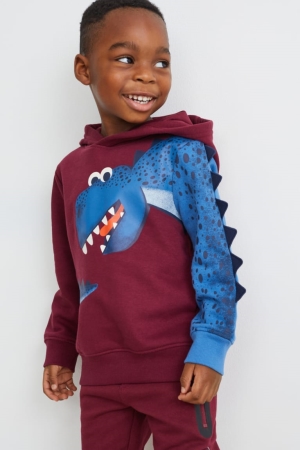 φουτερ με κουκουλα C&A Multipack Of 2 Dinosaur And Long Sleeve μπορντο | UHDGQY-824